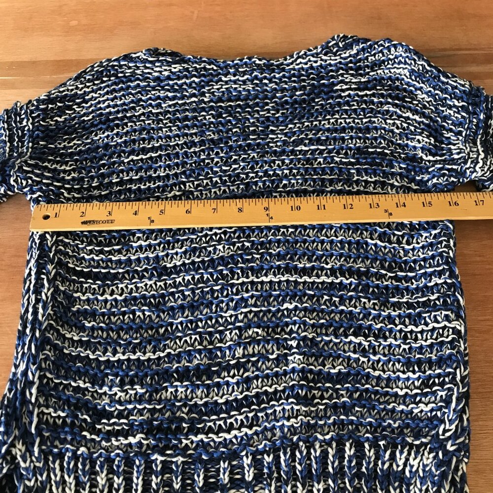 Zara Knit Sweater Women S Blue Striped Marled Chunky Open Knit Long Sleeve 18326 - Picture 6 of 9